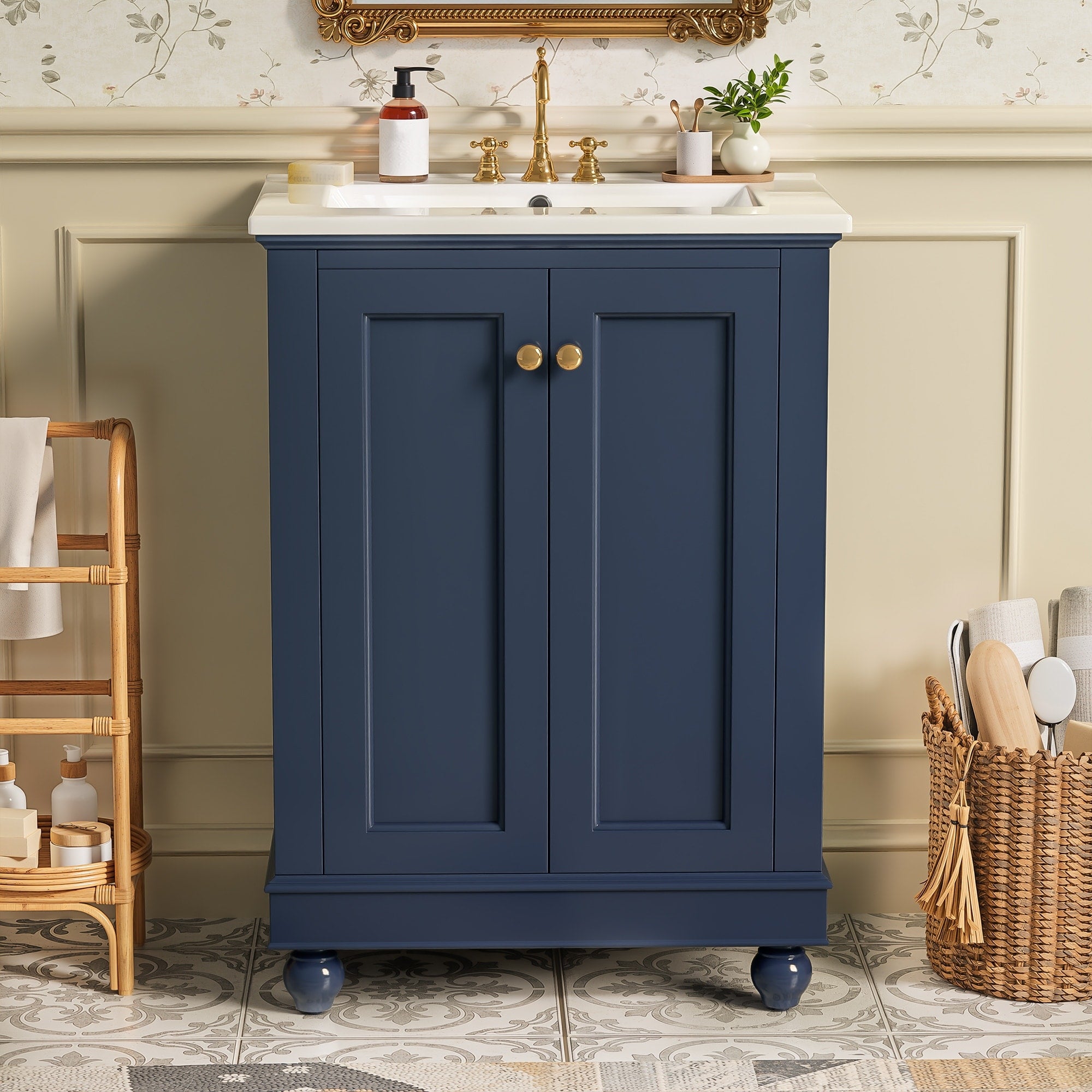 Christopher Knight Home Aveline Modern 24 Bathroom Vanity Cabinet With Adjustable Shelf And Soft Closing Storage