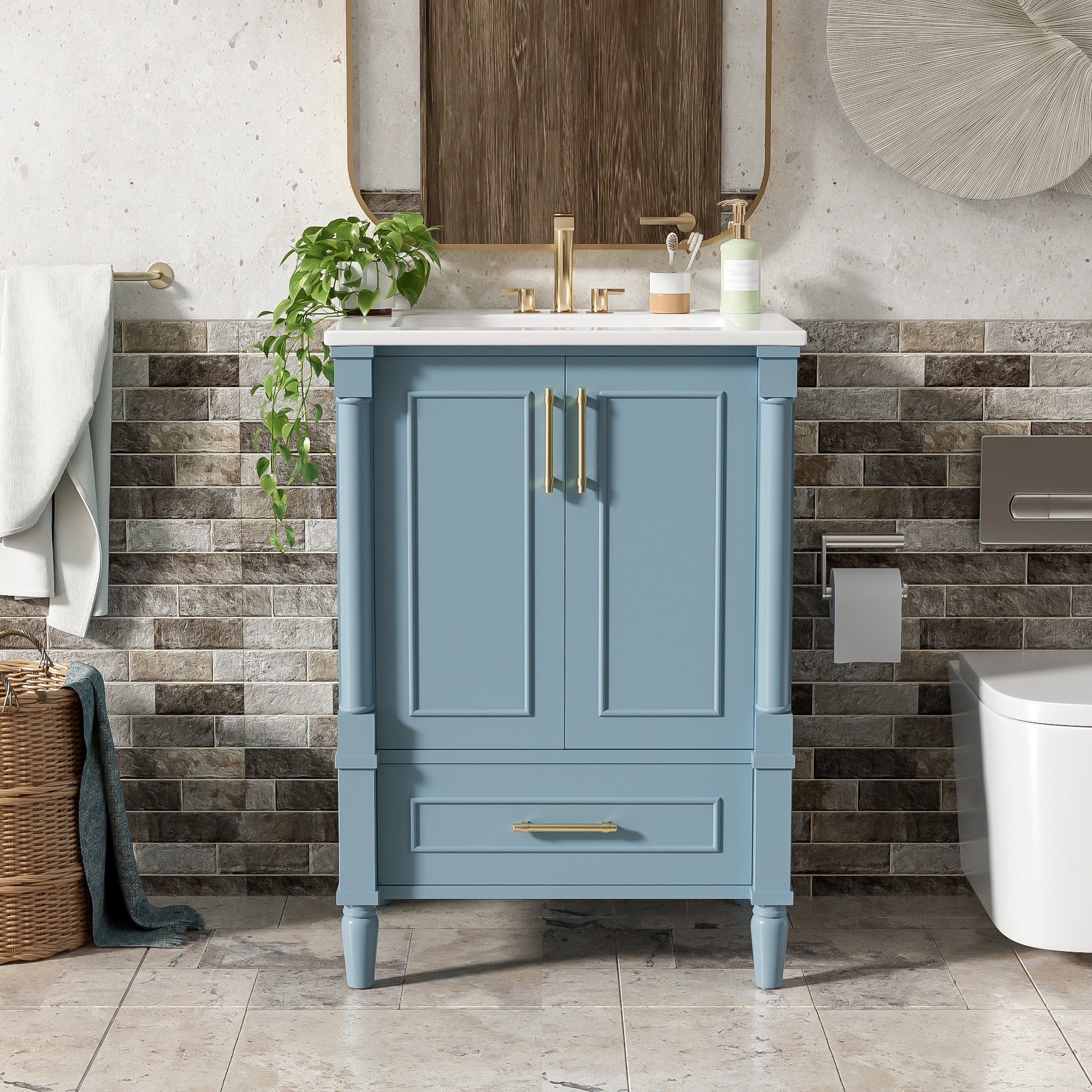 Christopher Knight Home Aveline Ornately Carved French Bathroom Vanity Cabinet With Back Open Structure Soft Close Hinges