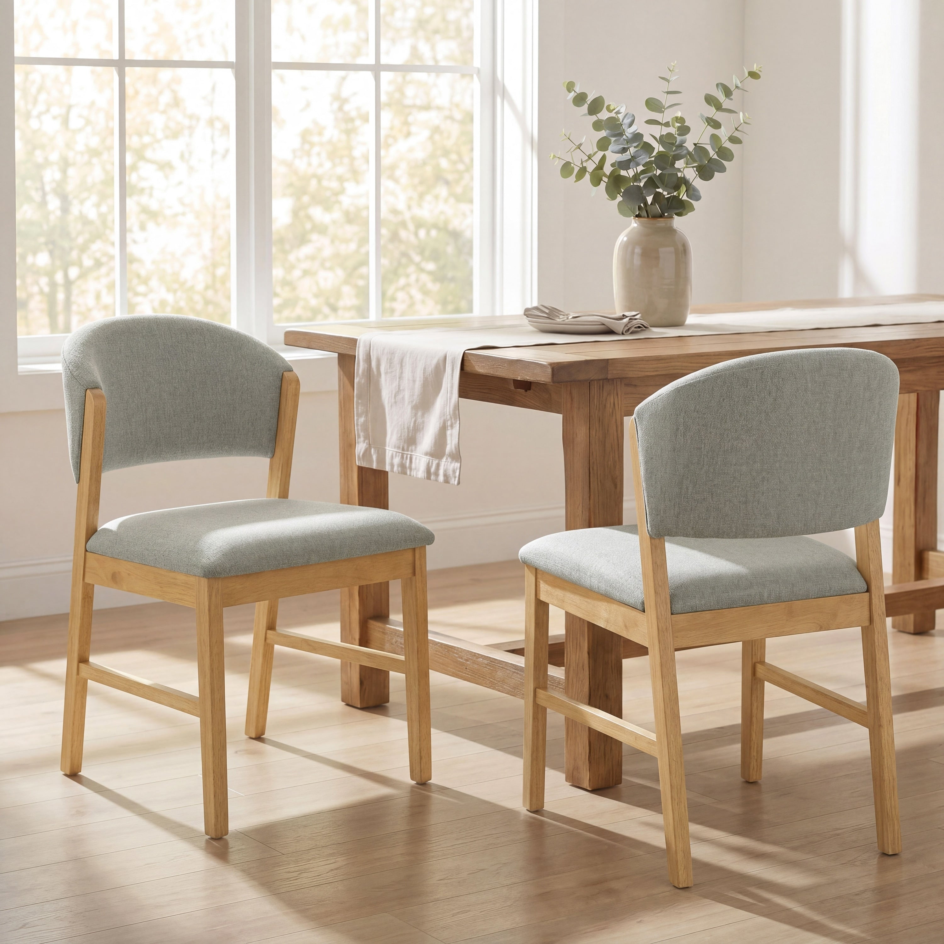Christopher Knight Home Avery Mid Century Dining Chairs Set With Wood Frame Upholstered Seat Ergonomic Curved Backrest
