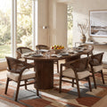 Christopher Knight Home Barrington 7 Piece Oval Dining Set With Fluted Pedestal Table And Rattan Back Dining Chairs