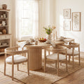 Christopher Knight Home Barrington 7 Piece Oval Dining Set With Fluted Pedestal Table And Upholstered Open Back Dining Chairs
