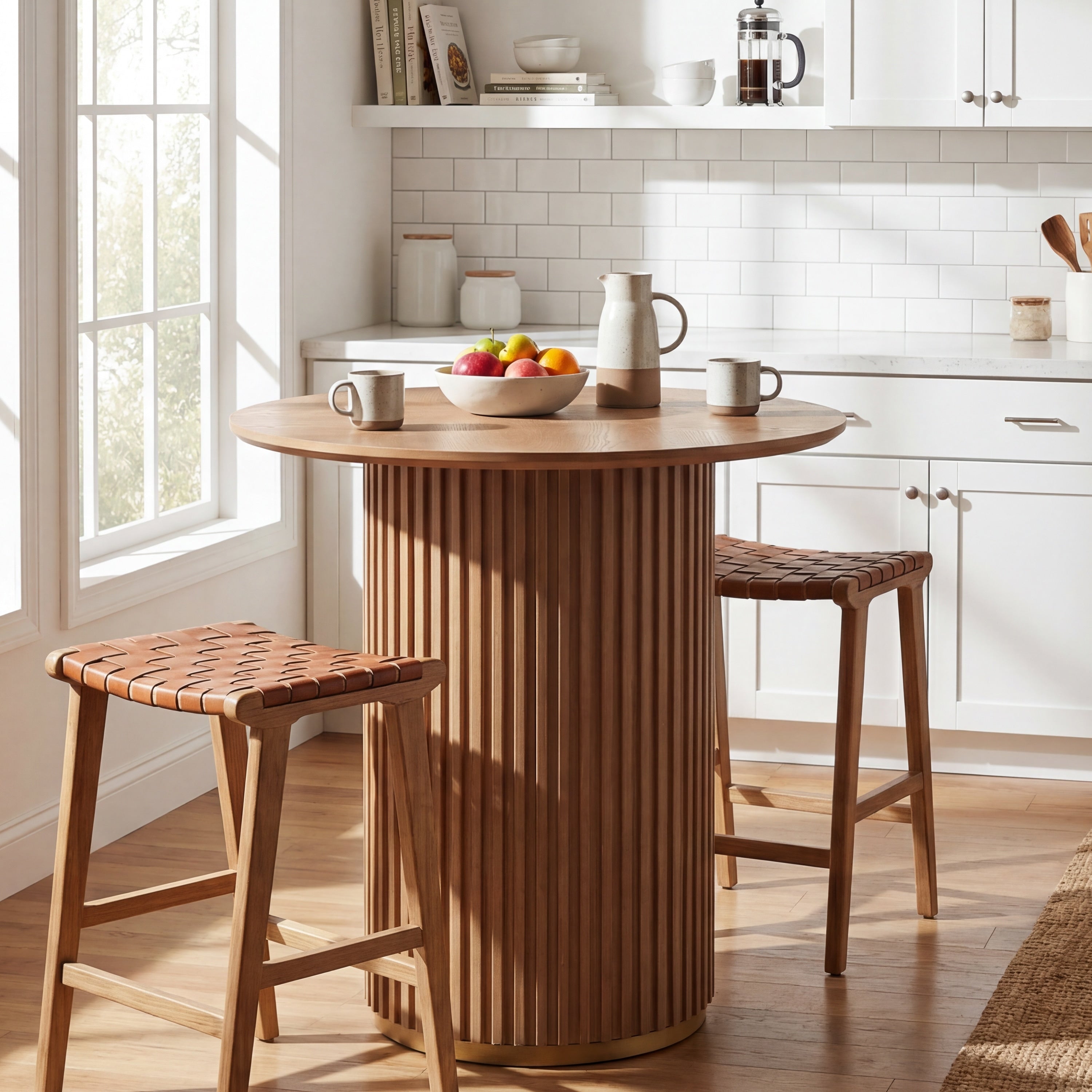Christopher Knight Home Barrington Modern 36.61 H Round Counter Height Dining Table With Fluted Cylindrical Iron Base
