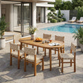 Christopher Knight Home Boho 7 Piece Acacia Wood Oval Outdoor Dining Set With Rope Woven Chairs