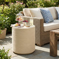 Christopher Knight Home Boho Mgo Simulated Rattan Cylindrical Side Table With Woven Texture