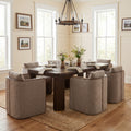 Christopher Knight Home Brighton 7 Piece Fluted Wood Top Dining Set With Dining Table And Oversized Upholstered Dining Chairs