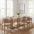 Christopher Knight Home Brighton 7 Piece Wood Top Dining Set With Dining Table And Beige Light Ash Upholstered Dining Chairs