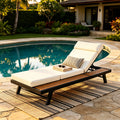 Christopher Knight Home Broadway Outdoor Adjustable Chaise Lounge 4 Fold Cushions Acacia Wood Side Surface