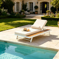 Christopher Knight Home Broadway Outdoor Chaise Lounge Metal Frame With Adjustable Cushion And Wood Side Storage Surface