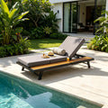 Christopher Knight Home Broadway Outdoor Chaise Lounge Metal Frame Adjustable 3 Fold Cushions Wood Side Storage Surface