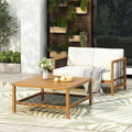 Christopher Knight Home Caleb 2 Piece Outdoor Loveseat Set Acacia Wood Rope Design Patio Seating With Coffee Table