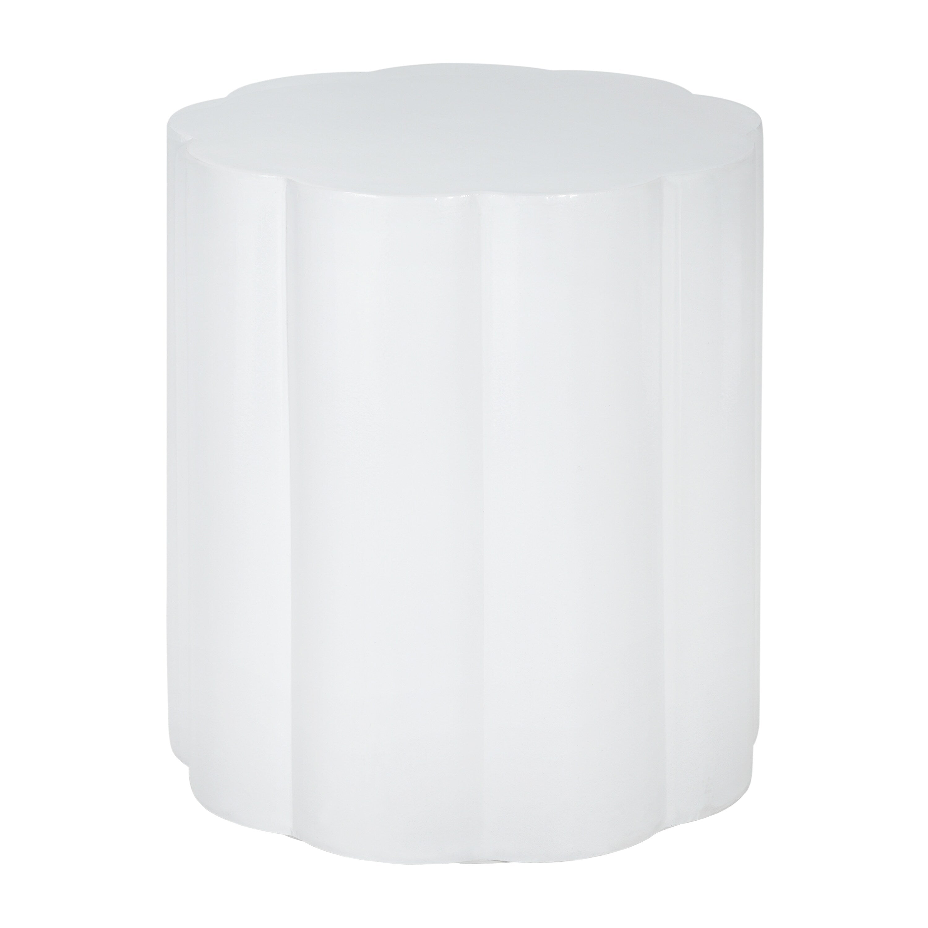 Christopher Knight Home Calera Modern Outdoor Magnesium Oxide Side Table Sculptural Cylindrical Design High Gloss Finish