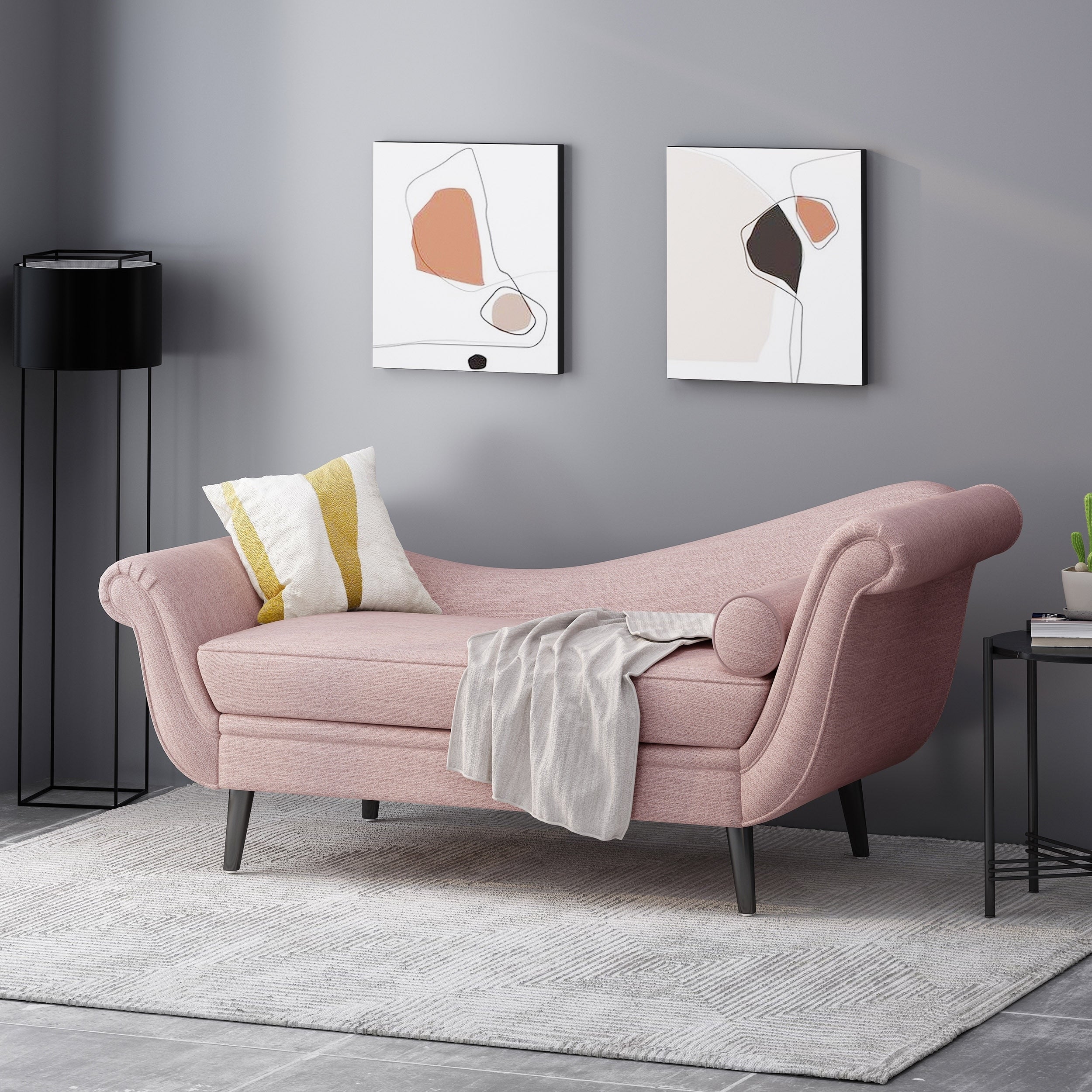 Calvert Contemporary Chaise Lounge With Scroll Arms By Christopher Knight Home
