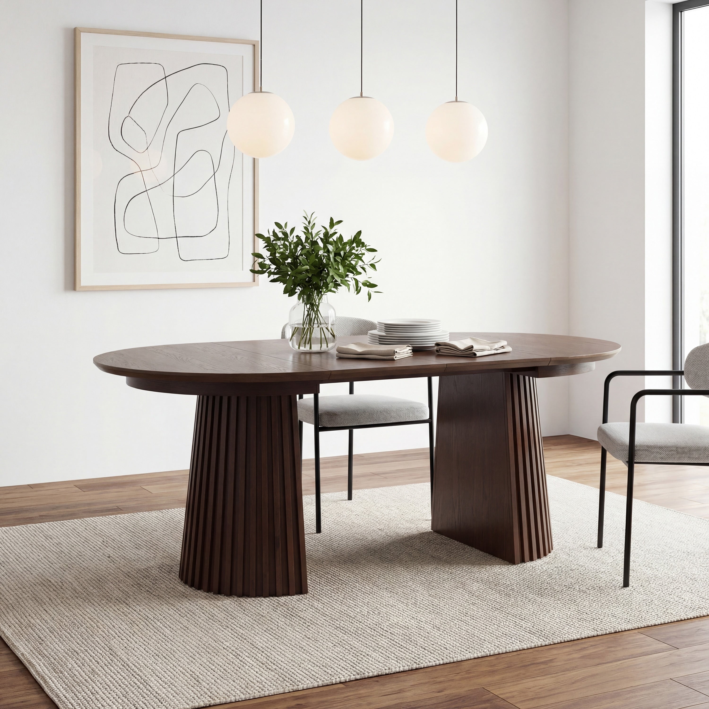 Christopher Knight Home Camden Modern Expandable Oval Dining Table Base With Fluted Pedestal Design