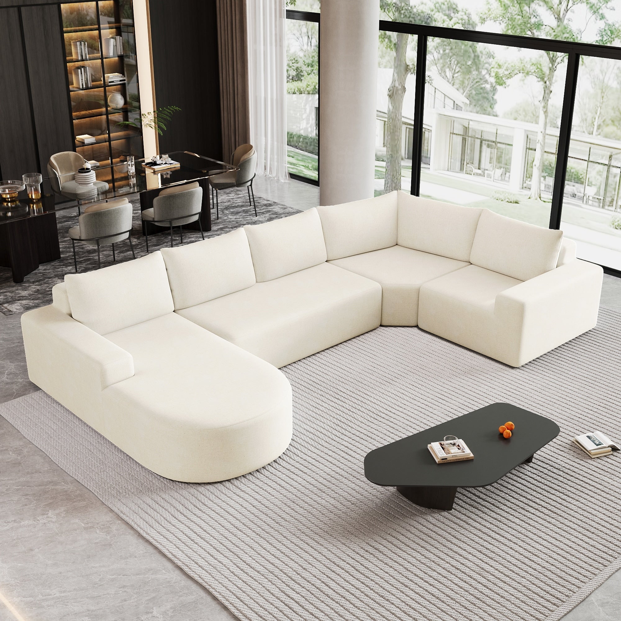 Christopher Knight Home Camden 140.5 Cloud Modular Chenille Upholstered 5 Seat Sectional Sofa With Deep Seating