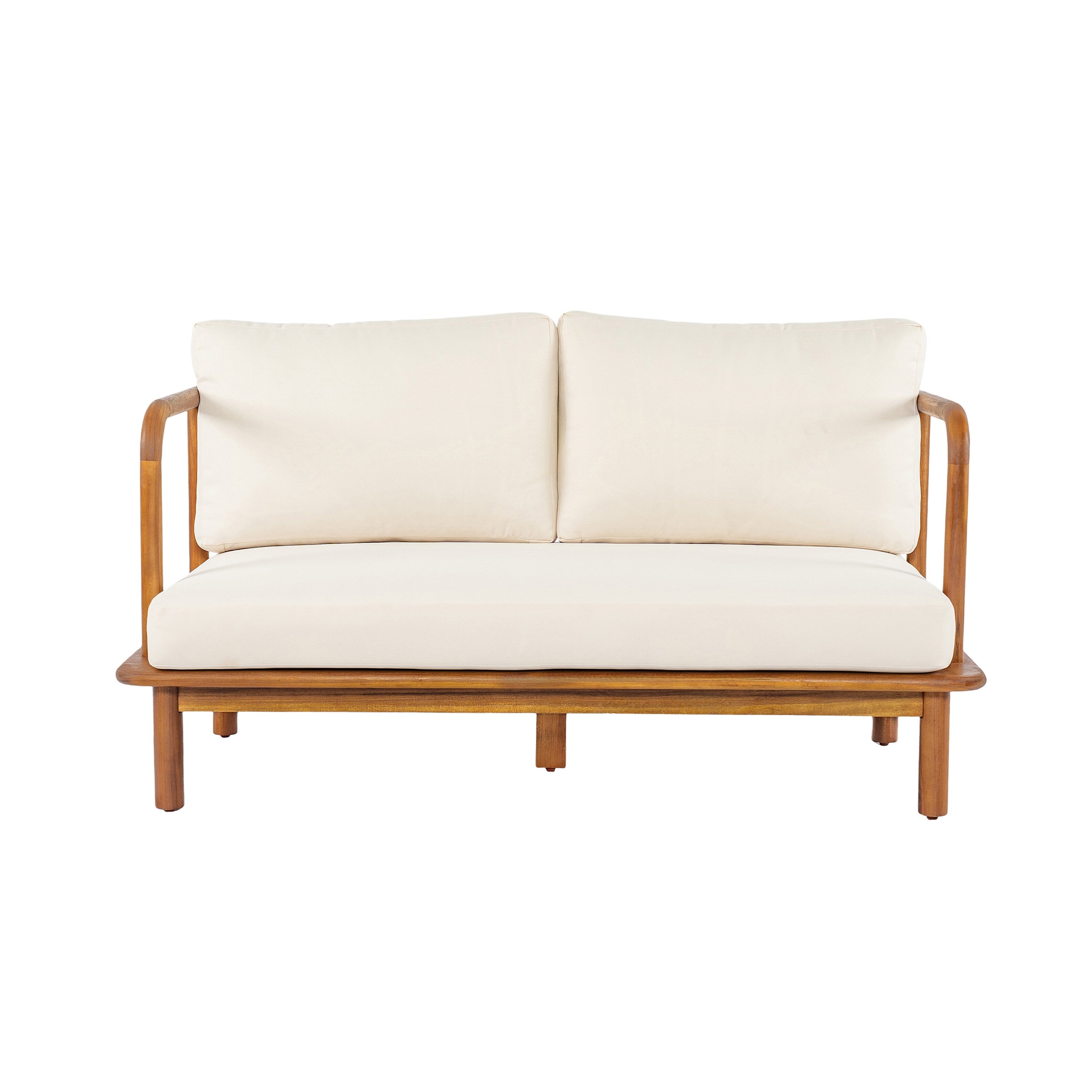 Christopher Knight Home Canape Modern Outdoor Acacia Wood Loveseat With Water Resistant Cushions
