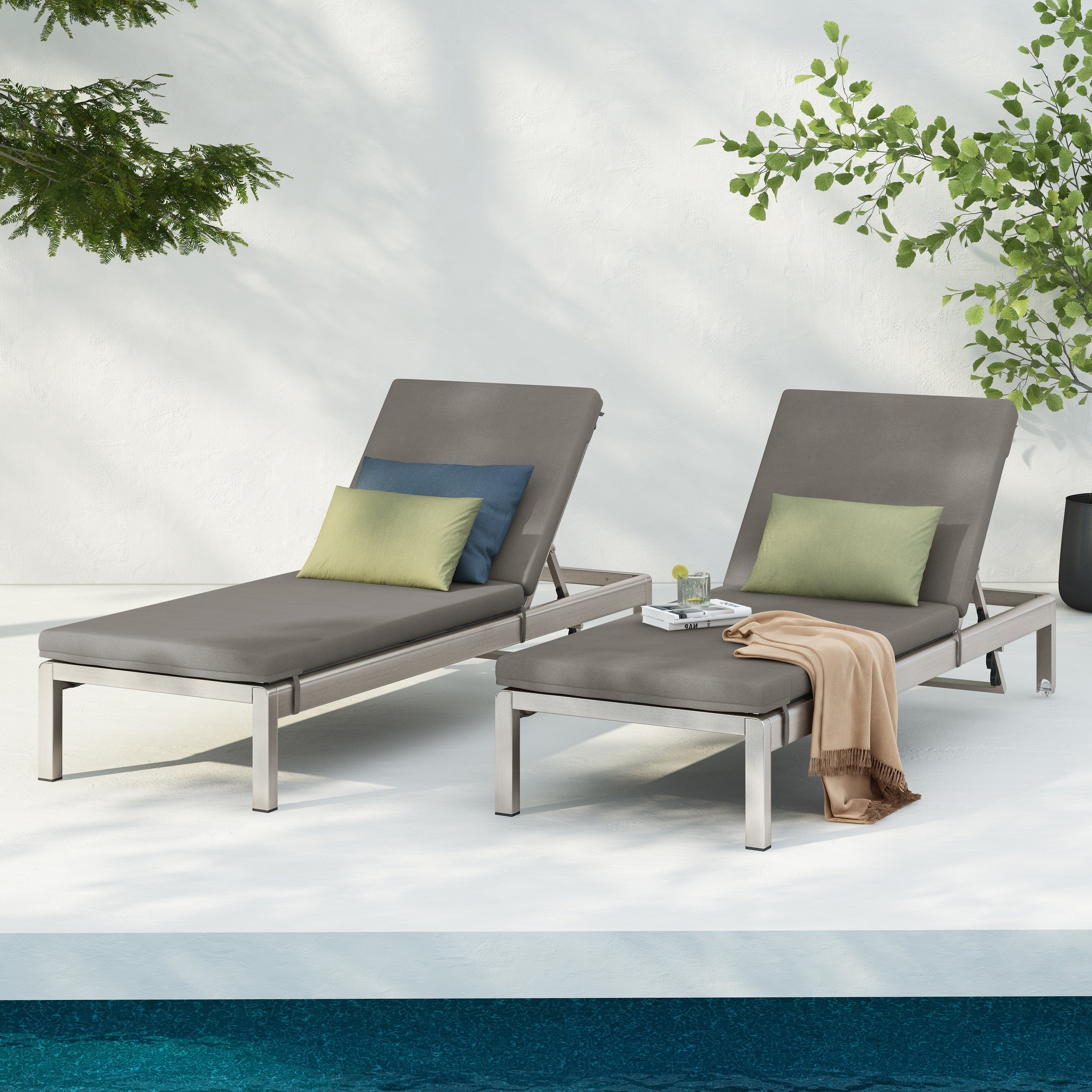 Cape Coral Outdoor Chaise Lounge With Cushion Set Of 2 By Christopher Knight Home