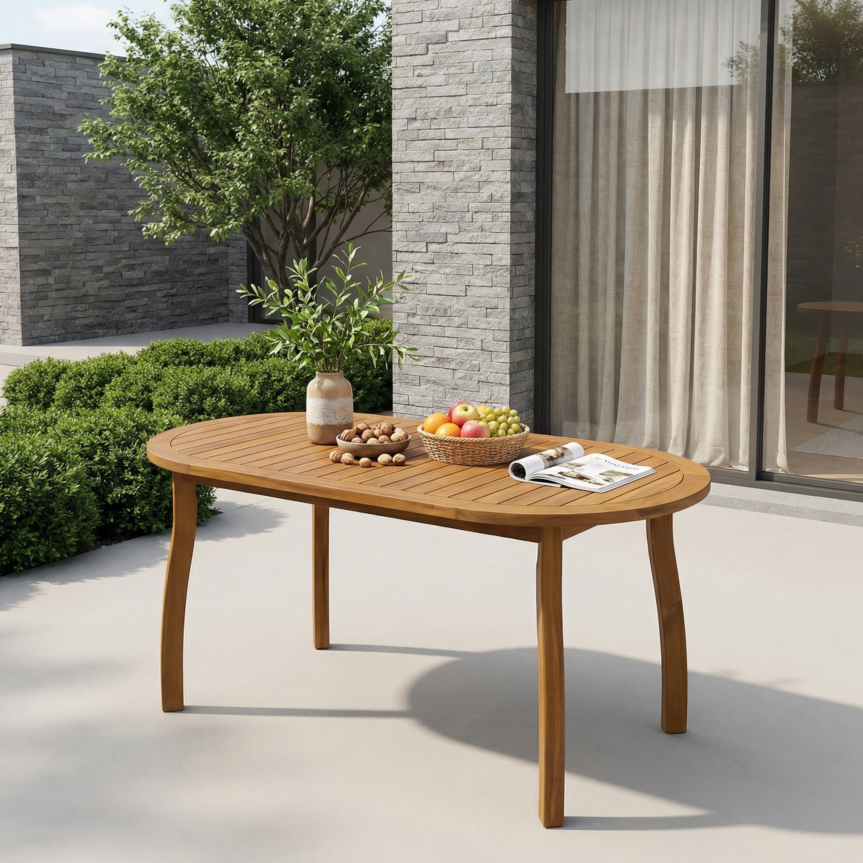 Christopher Knight Home Cascade 70 Outdoor Acacia Wood Oval Dining Table For 4 6 Person Seat