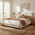 Christopher Knight Home Chenille Upholstered Platform Bed With Solid Wood Feet