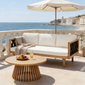 Christopher Knight Home Claremont Outdoor Acacia Wood Three Seater Daybed And Round Coffee Table Set