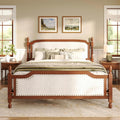 Christopher Knight Home Classic Upholstered Four Poster Platform Bed With Curved Headboard Footboard Wooden Posts