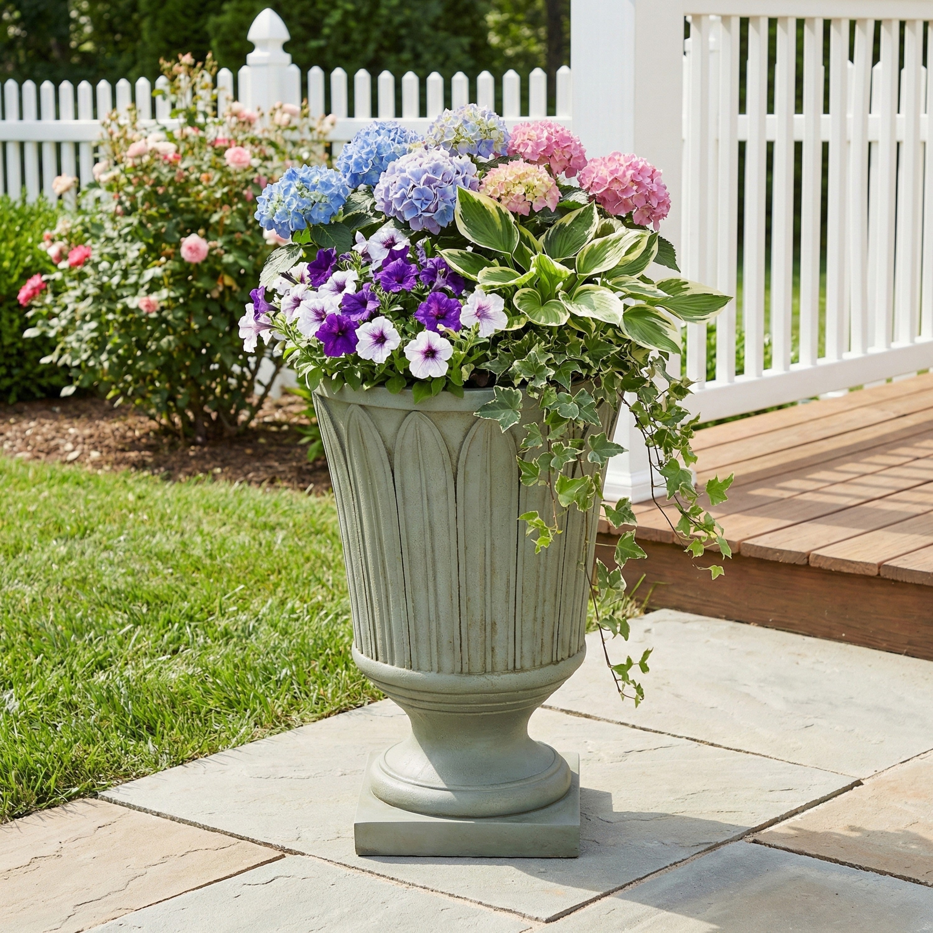 Christopher Knight Home Classical 22.4 H Outdoor Pedestal Urn Planter With Embossed Leaf Design