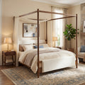 Christopher Knight Home Contemporary Boucle Upholstered Canopy Bed Frame With Solid Wood Legs And Decorative Top Beams