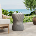 Christopher Knight Home 13.75 Contemporary Mgo Concrete Accent Side Table Spiral Hourglass Design Grey