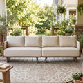 Christopher Knight Home Dunley Outdoor 4 Seater Sofa Acacia Wood Frame With Removable Water Resistant Cushions