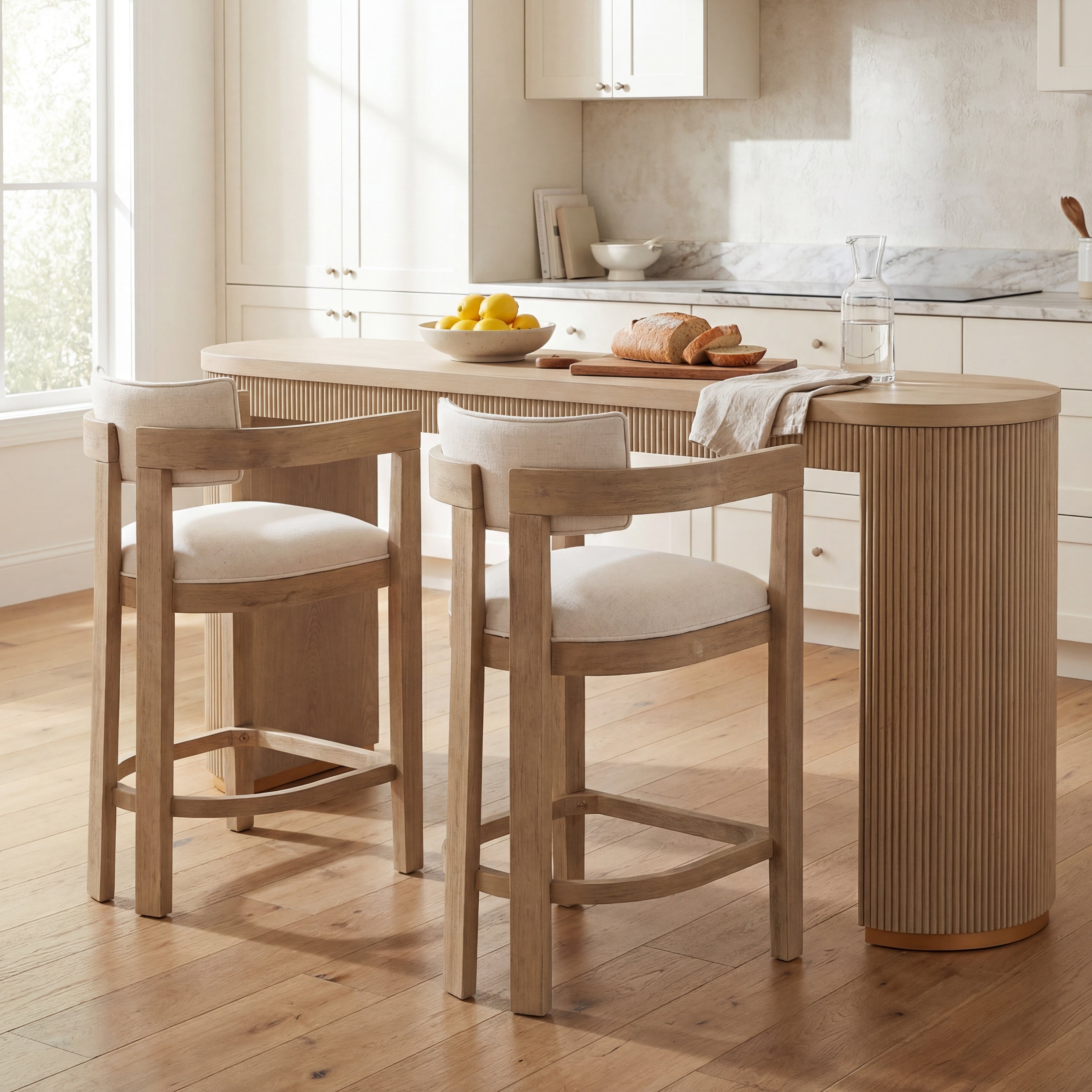 Christopher Knight Home Egan Contemporary 3 Piece Counter Height Dining Set With Curved Upholstered Back Stools And Bar Table
