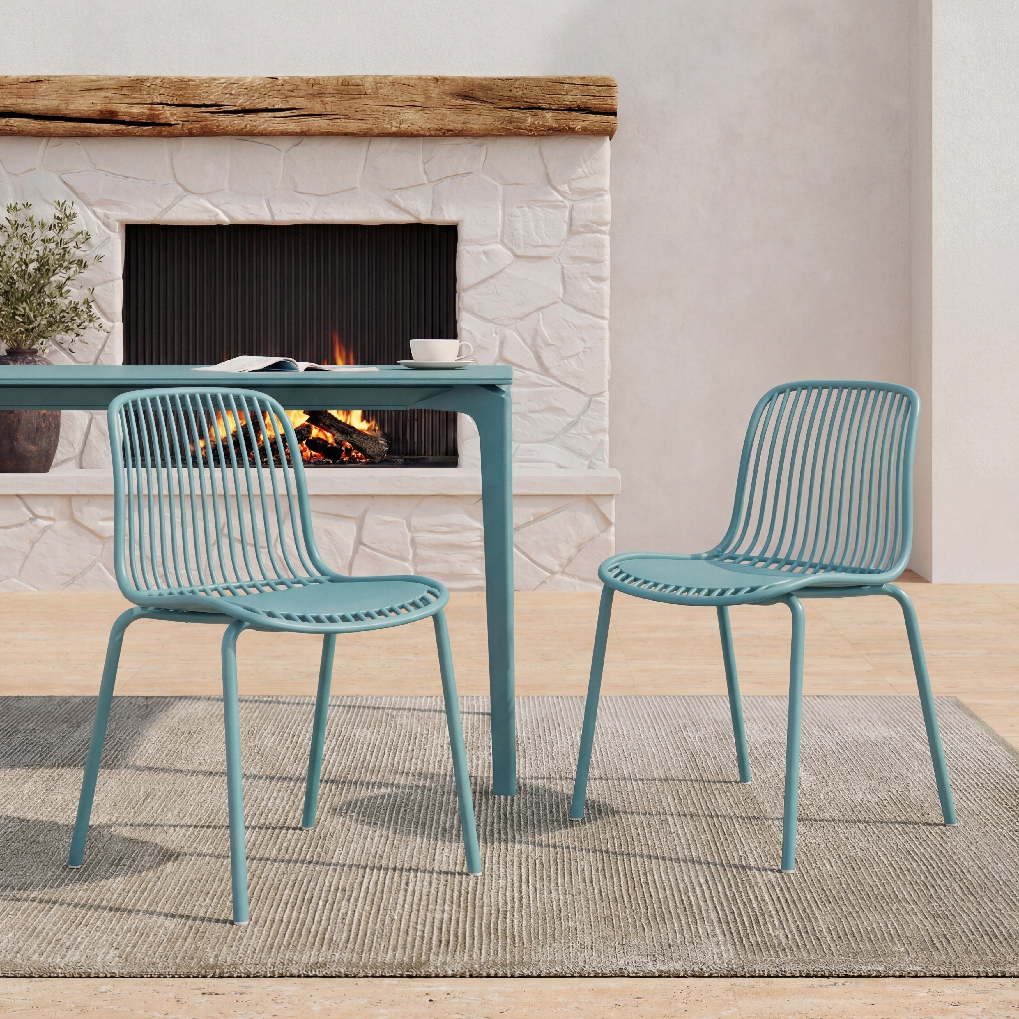 Christopher Knight Home Eldred Outdoor Weather Resistant Plastic Dining Chair With Metal Frame