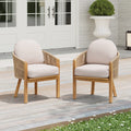 Christopher Knight Home Eleanor Outdoor Acacia Wood And Rope Dining Chair With Curved Back And Removable Cushions Set Of 2