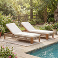 Christopher Knight Home Ellery Acacia Wood Outdoor Adjustable Chaise Lounge With Cushion Handwoven Rope Accents