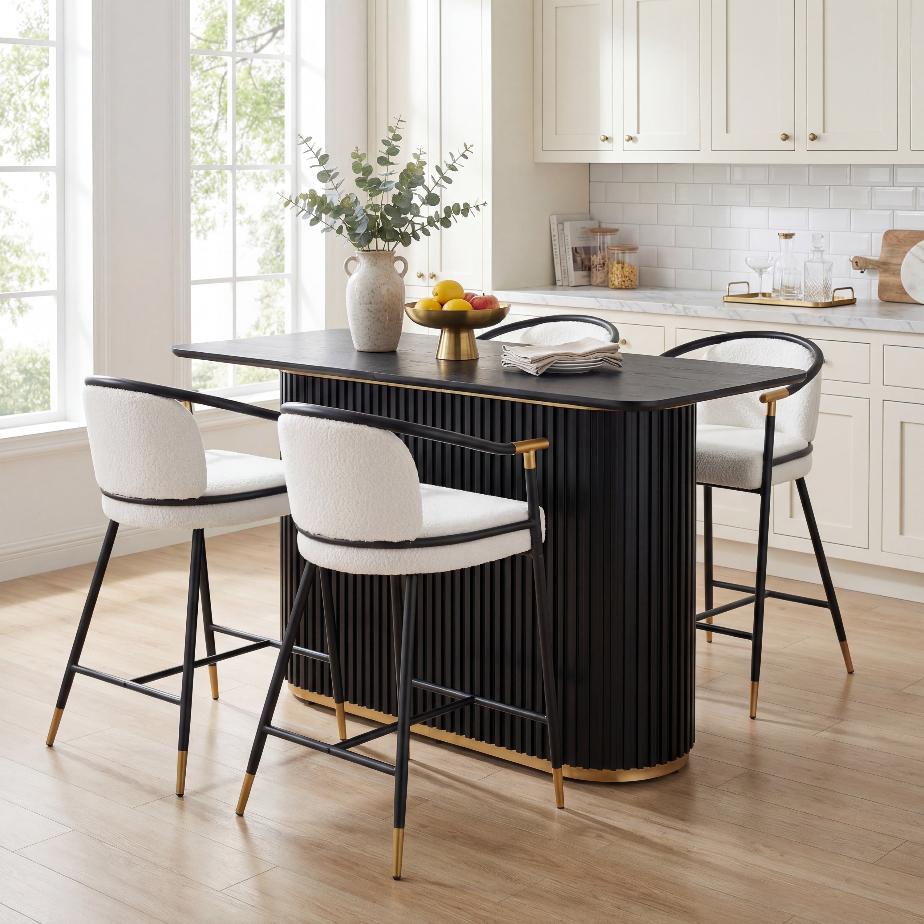 Christopher Knight Home Ellise Modern 5 Piece Dining Set With Upholstered Metal Counter Stools 63.00 Pedestal Counter Table