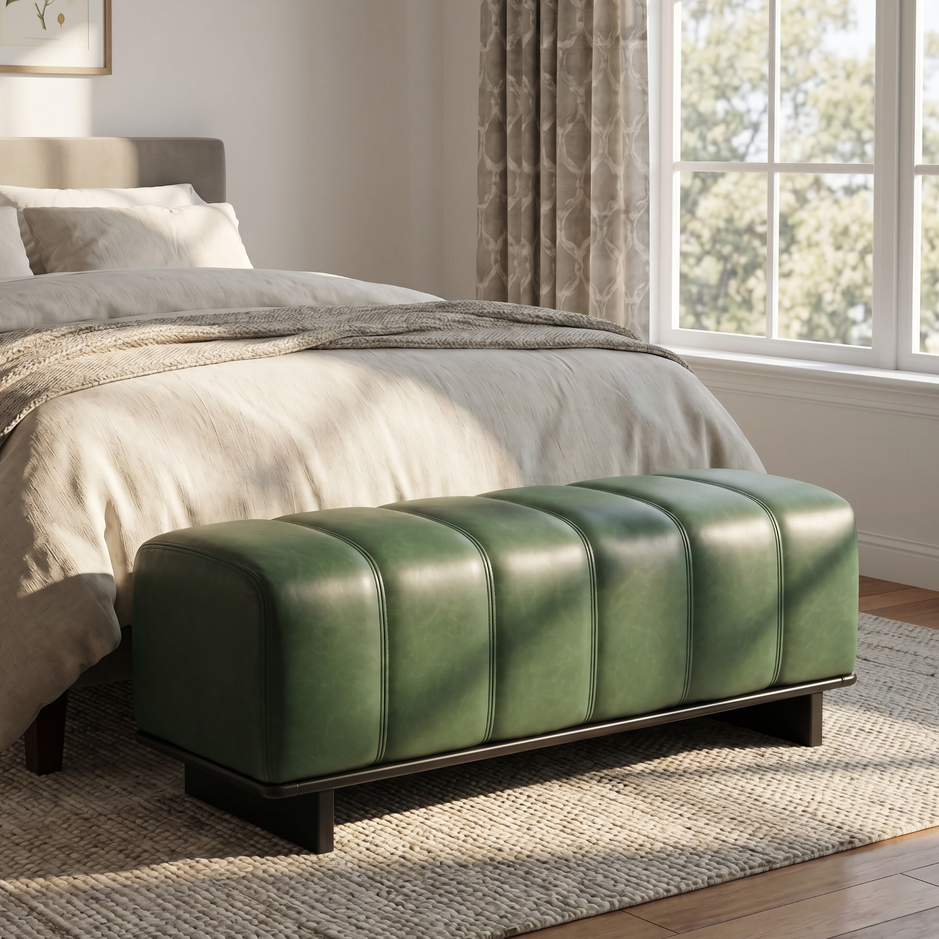 Christopher Knight Home Elmridge Contemporary Indoor Bench Upholstery Channel Tufted Seat Wooden Legs 49.13 L