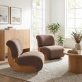 Christopher Knight Home Elowen Modern Armless Accent Chair Soft Boucle Upholstery Sculptural Silhouette Solid Wood Base
