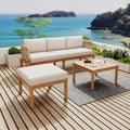 Christopher Knight Home Emerson 3 Piece Acacia Wood And Rope Patio Sofa Set For Outdoor Comfort.