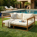 Christopher Knight Home Emory Outdoor Double Daybed Acacia Wood Frame With Water Resistant Removable Cushions