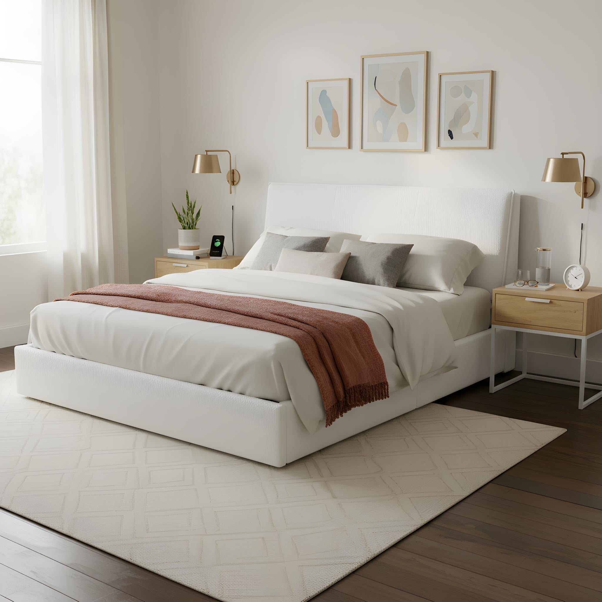 Christopher Knight Home Ergonomic Boucle Upholstered Platform Bed Frame