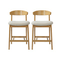 Christopher Knight Home Ethan Counter Height Bar Stools Rubber Wood Upholstered Dining Seating Set Of 2