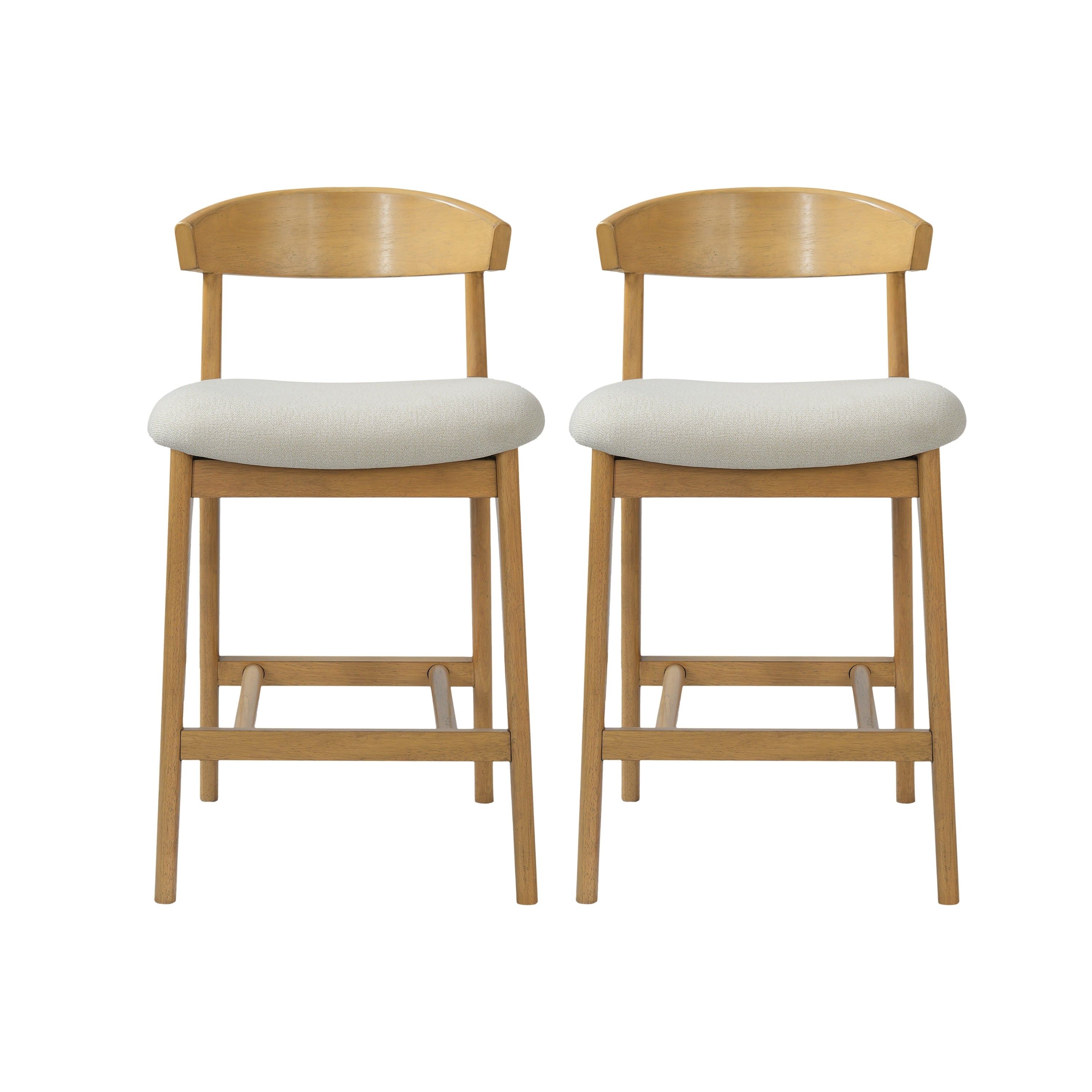 Christopher Knight Home Ethan Counter Height Bar Stools Rubber Wood Upholstered Dining Seating Set Of 2