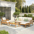 Christopher Knight Home Ethel 4 Piece Outdoor Acacia Wood Wicker Patio Conversation Set With Cushions