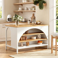 Christopher Knight Home Farmhouse Kitchen Island Rubber Wood With Open Storage Shelves