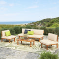 Christopher Knight Home Gabriel 4 Piece Outdoor Acacia Wood Patio Seating Set With Water Repellent Cushions