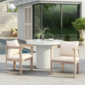 Christopher Knight Home Gevvie Outdoor Acacia Wood Dining Chairs With Armrest Plush Cushions Set Of 2