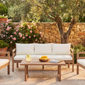 Christopher Knight Home Giselle 2 Piece Outdoor Patio Conversation Set With Acacia Wood Frame And Cushions