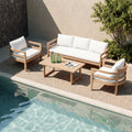 Christopher Knight Home Giselle 4 Piece Outdoor Conversation Set With Acacia Wood Frame Water Resistant Cushions