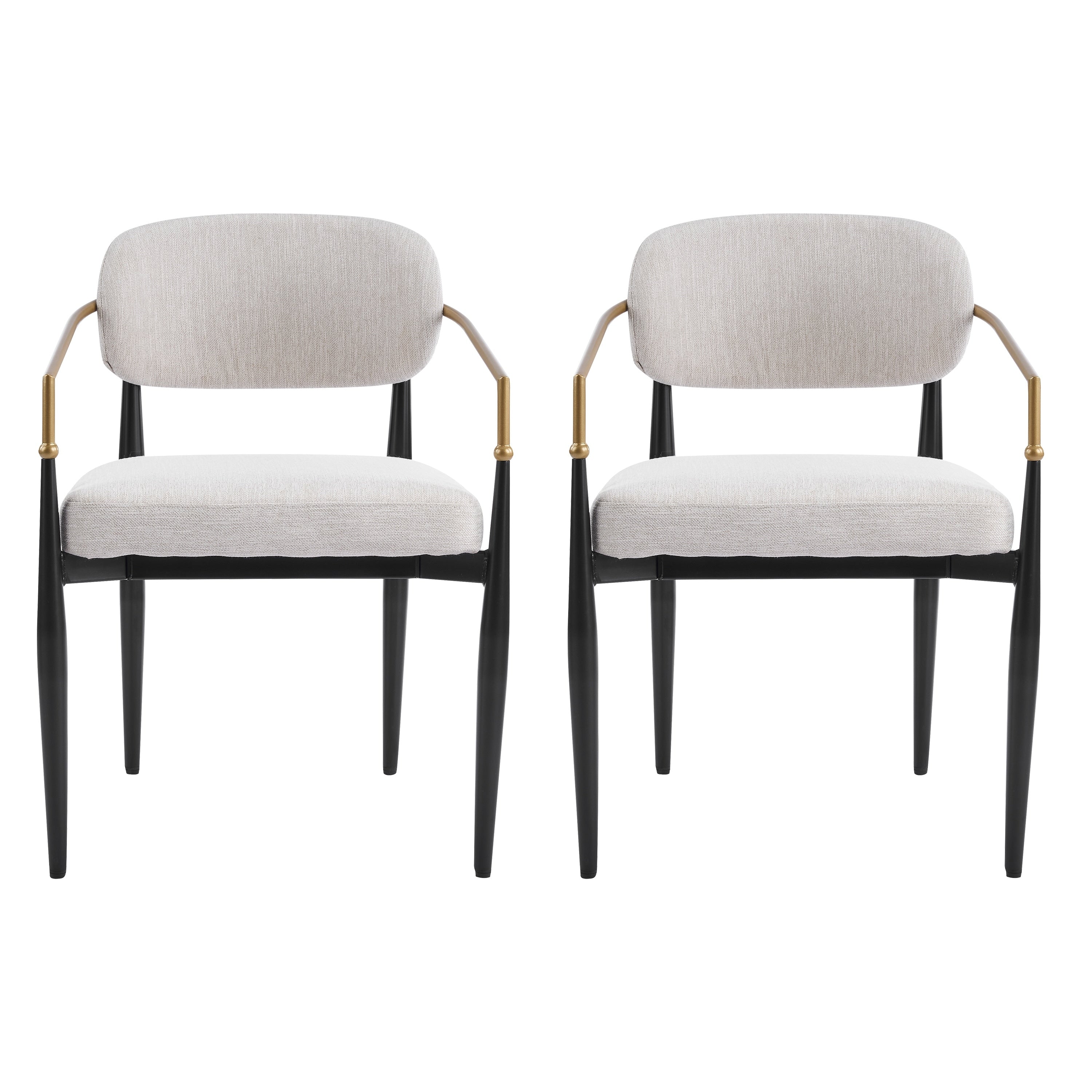 Christopher Knight Home Glamcore Modern Upholstered Metal Base Dining Chairs With Gold Accents