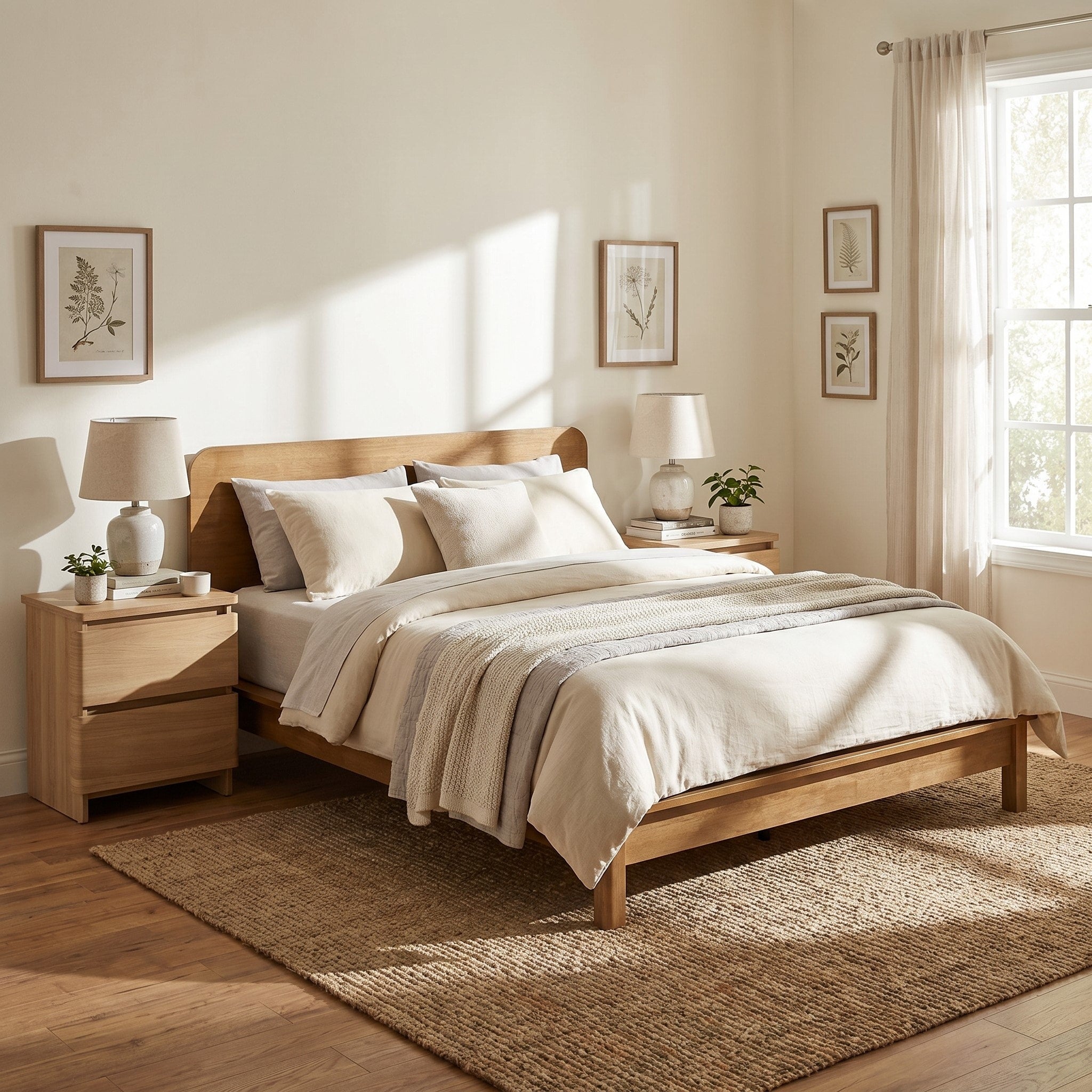 Christopher Knight Home Halston Platform Bed Frame In Rubber Wood With Modern Headboard And Slatted Support