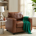 Christopher Knight Home Harry Modern Upholstered Faux Leather Accent Armchair With Square Arms High Density Foam Seat