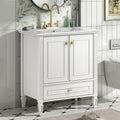Christopher Knight Home Hartwell Freestanding Bathroom Vanity With Ceramic Sink Metal Handles Soft Close Storage